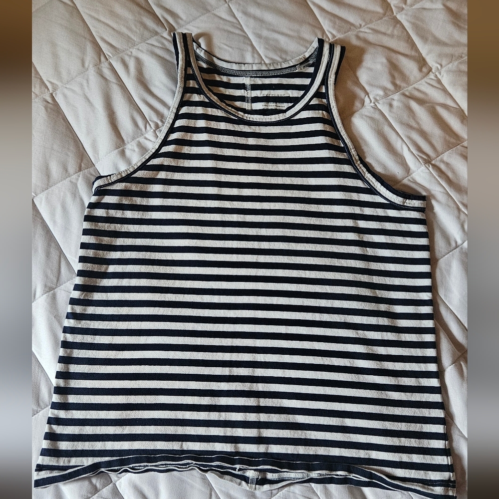 Everlane SIZE L Blue & White Stripe Tank